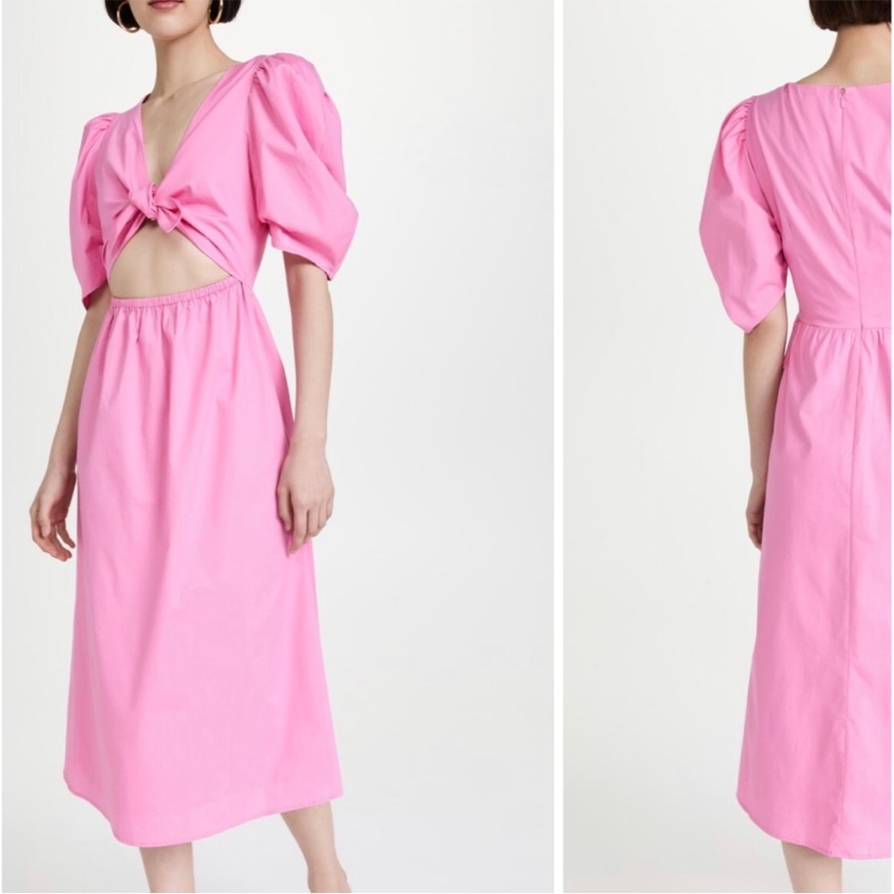 WAYF Peggy Twist Cutout Midi Dress Puff